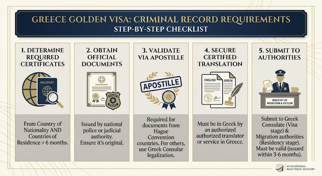 Greece Golden Visa Criminal Record Requirement: Documents, Apostille & Approval 1 Greece-Golden-Visa-Criminal-Record-Requirement-Explained