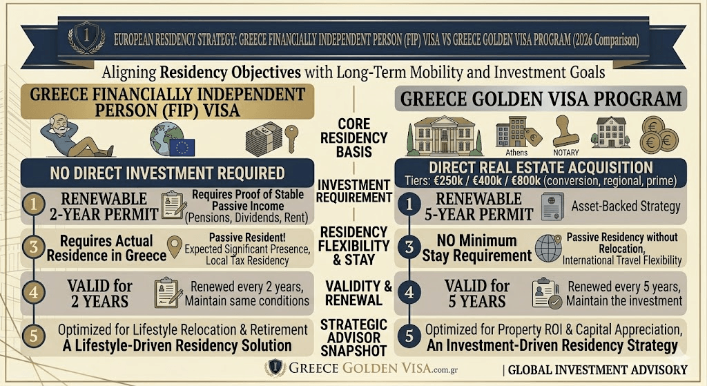 Greece FIP Visa vs Golden Visa: Which Greece Residency Option Is Better? 1 Greece-Residence-Permit-for-Financially-Independent-Persons-vs-Golden-Visa