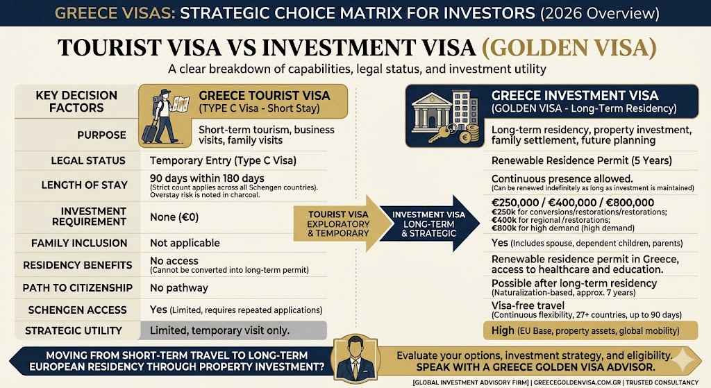 Greece Tourist Visa vs Golden Visa: Which Greece Visa Is Right for You? 1 Greece-Tourist-Visa-vs-Investment-Visa-Whats-the-Difference
